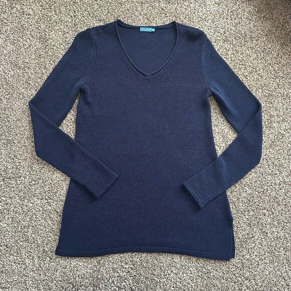 J. McLaughlin navy blue loose knit v-neck sweater size XS - Picture 6 of 11